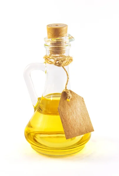 Oil jar with a label — Stock Photo, Image