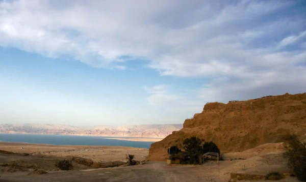 Masada a Mrtvé moře v Izraeli cestování světového dědictví UNESCO — Stock fotografie