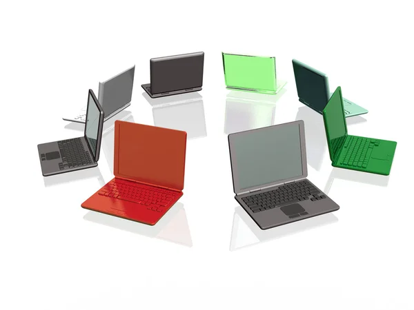 Laptops multicoloridos — Fotografia de Stock