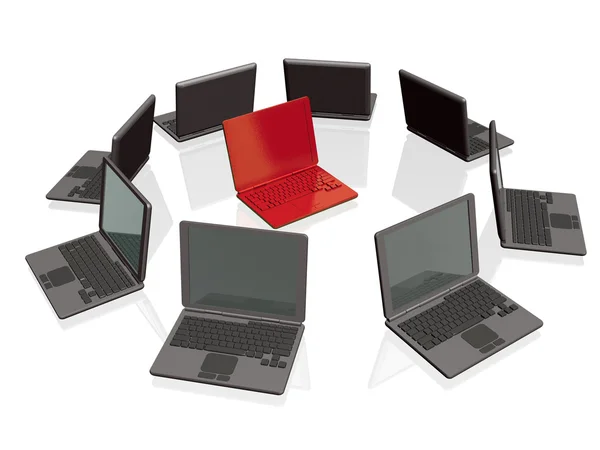 Bärbara datorer - röd och grå — Stockfoto