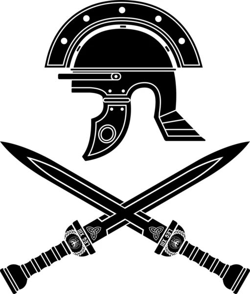 Römischer Helm und Schwerter — Stockvektor