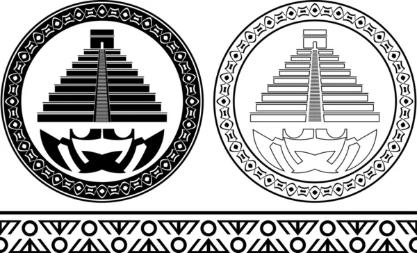 Stencils met Maya piramide — Stockvector