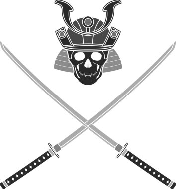 Skull of samurai clipart