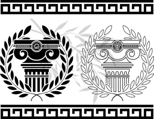 Columnas jónicas con coronas — Archivo Imágenes Vectoriales