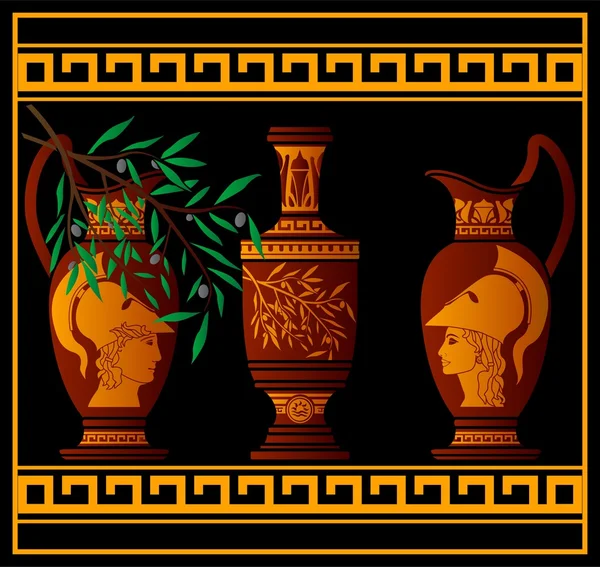 红色希腊水罐 — 图库矢量图片