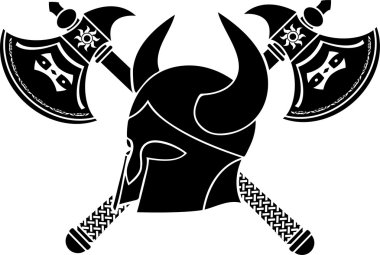 Fantasy helmet with axes stencil first variant clipart