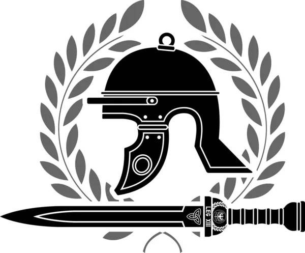 Estêncil capacete romano quarta variante —  Vetores de Stock