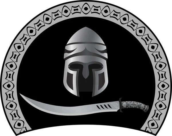 Средневековый шлем с мечом — стоковый вектор