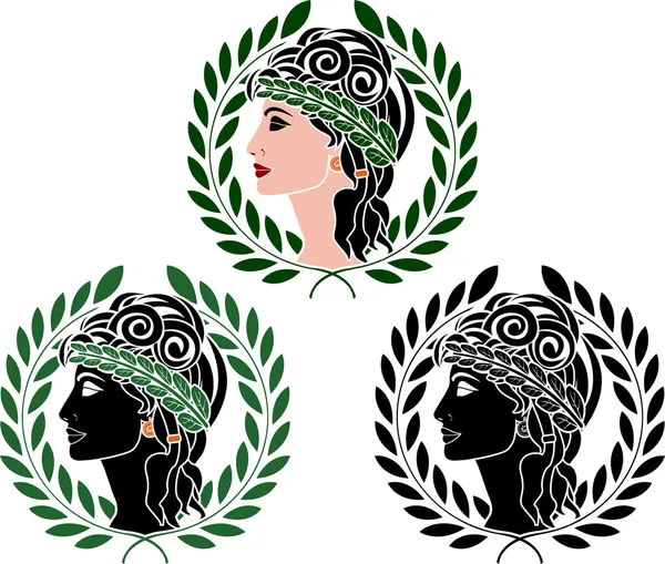 Yunan kadın profilleri — Stok Vektör