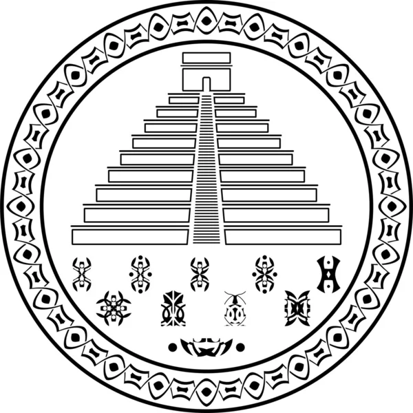 Stencil van piramides en symbolen — Stockvector