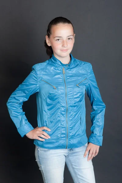 Girl in blue clothes — Stock Photo, Image