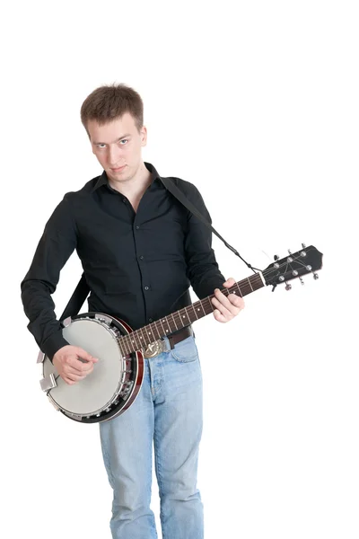 Musicien jouant sur un banjo — Photo