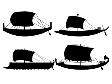 Ancient sail boats clipart