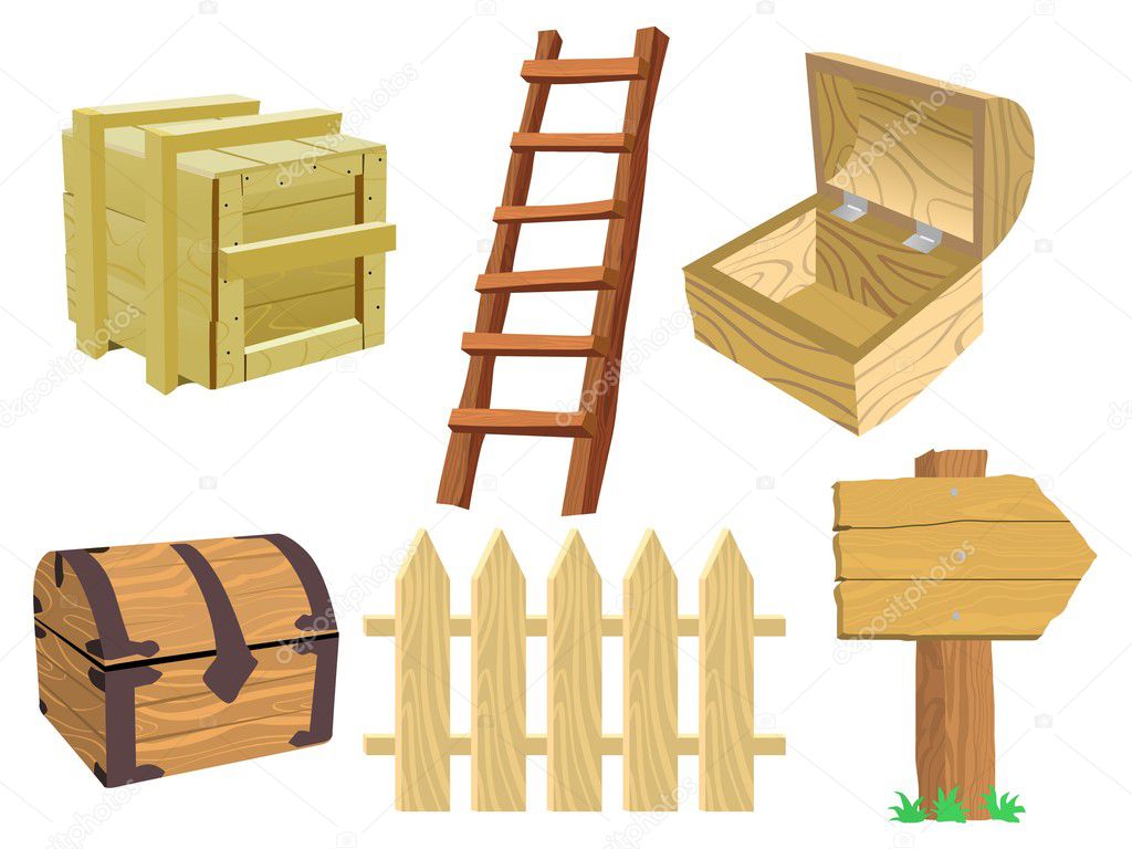 Set of wooden objects