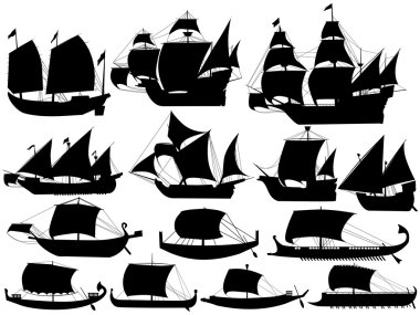 Ancient sail boats clipart