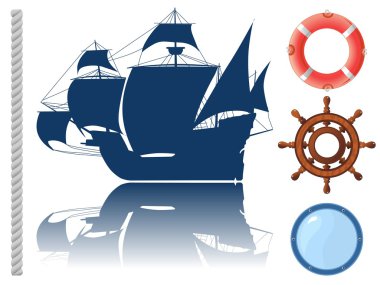 Set of marine objects clipart