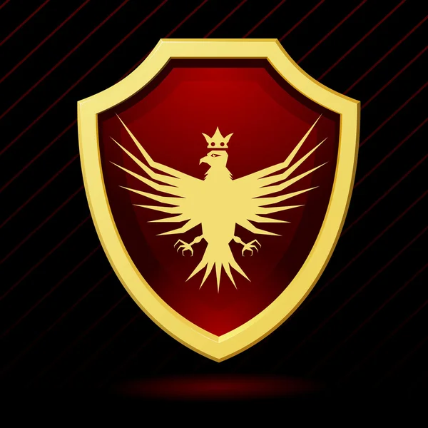 Ilustración vectorial de un escudo rojo con águila y corona — Vector de stock