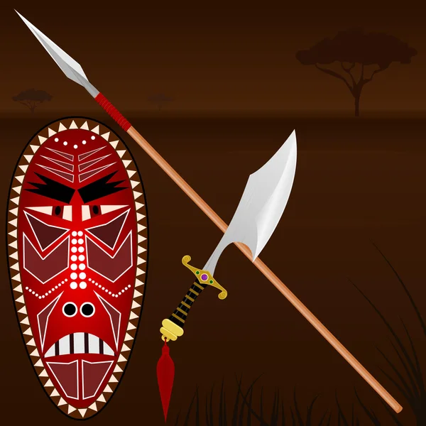 Illustration afrikanischer Waffen — Stockvektor