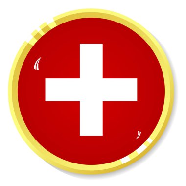 vektör düğmesi ile İsviçre bayrağı