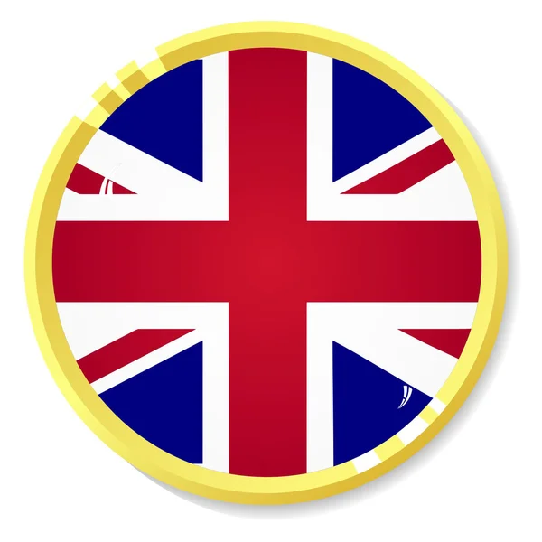 Botão de vetor com bandeira Reino Unido — Vetor de Stock