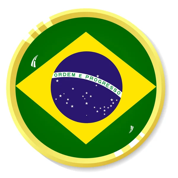 Botón Vector con Bandera Brasil — Archivo Imágenes Vectoriales