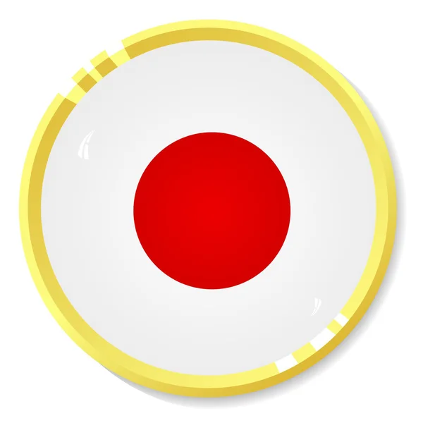 Tombol vektor dengan bendera Jepang - Stok Vektor