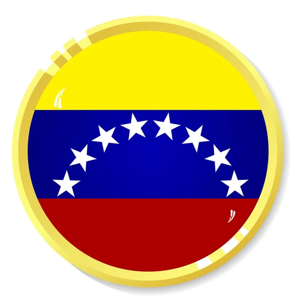 Botón Vector con Bandera Venezuela — Vector de stock