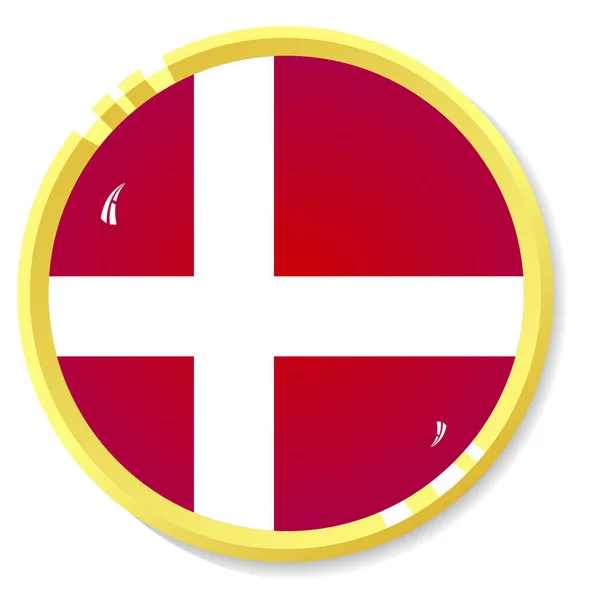 Vektor knappen med flagga Danmark — Stock vektor