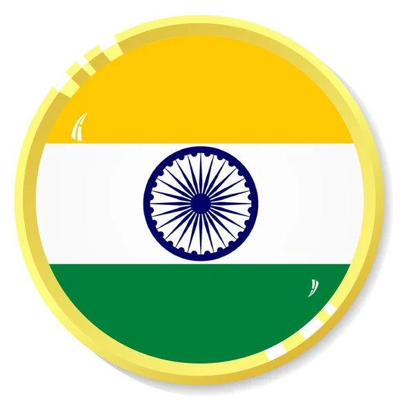 Vektör düğmesi ile Hindistan bayrağı — Stok Vektör