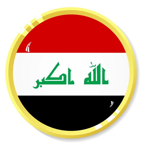 Vektorové tlačítko s vlajka Iráku — Stockový vektor