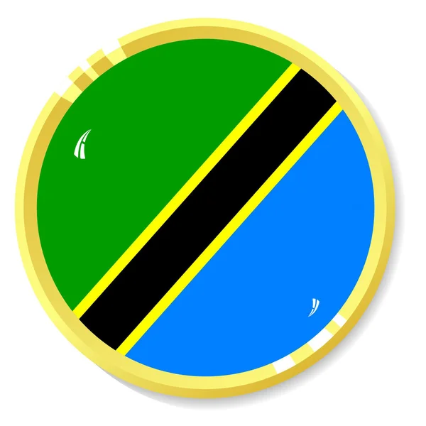 Vector knop met vlag tanzania — Stockvector