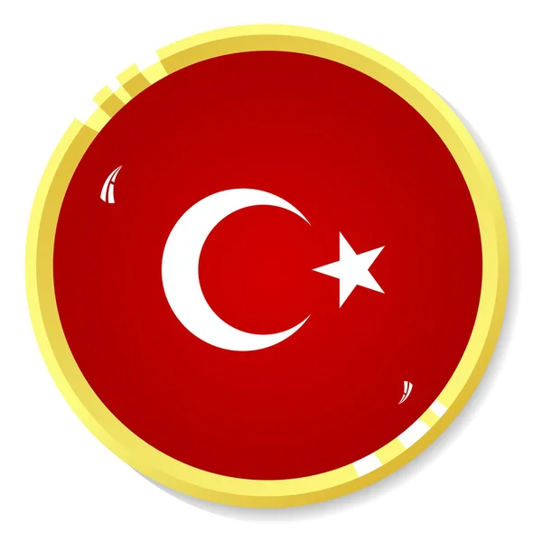 Botão de vetor com bandeira Turquia — Vetor de Stock