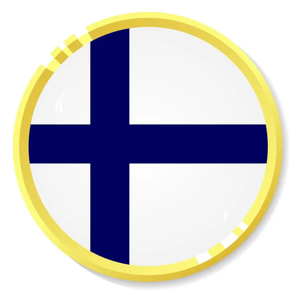 Botón vectorial con bandera Finlandia — Vector de stock