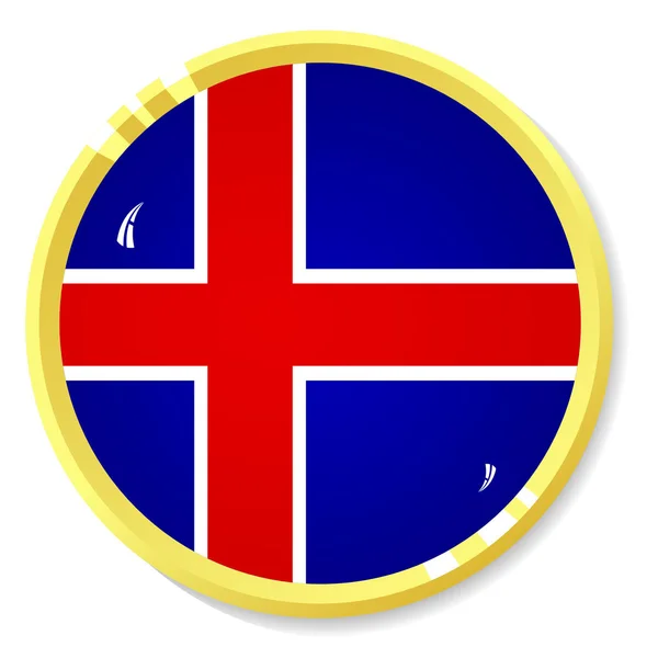 Vector button with flag Iceland — Stock Vector