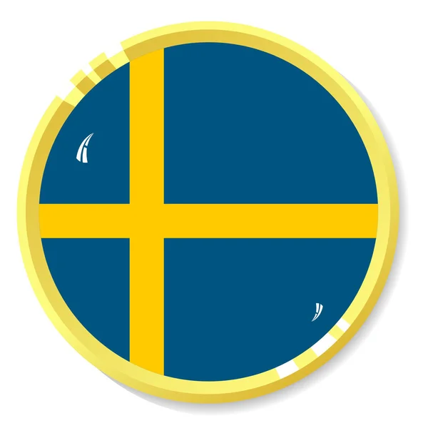 Vector button with flag Sweden — Stock Vector