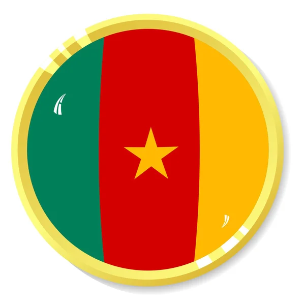 Botón vectorial con bandera Camerún — Vector de stock