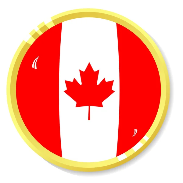 Διάνυσμα κουμπί με σημαία τον Καναδά — Διανυσματικό Αρχείο