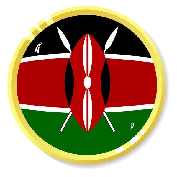 Vector knop met vlag Kenia — Stockvector