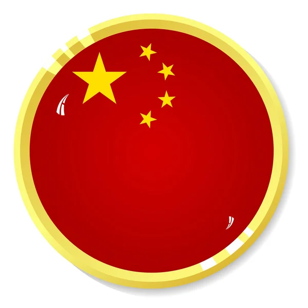 Pulsante vettoriale con bandiera Cina — Vettoriale Stock