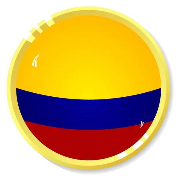 Διάνυσμα κουμπί με σημαία Κολομβία — Διανυσματικό Αρχείο