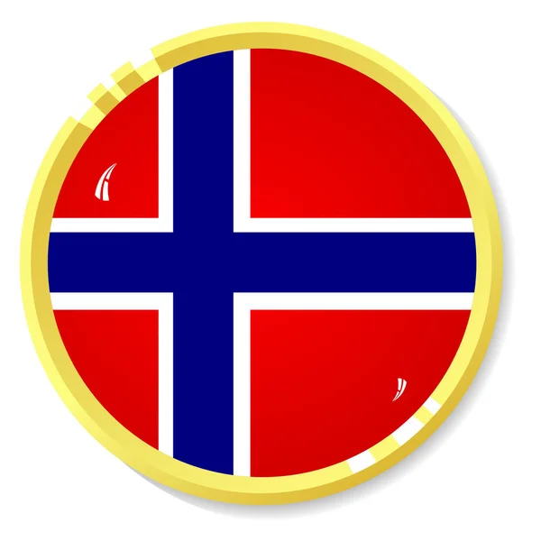 Botón vectorial con bandera Noruega — Vector de stock