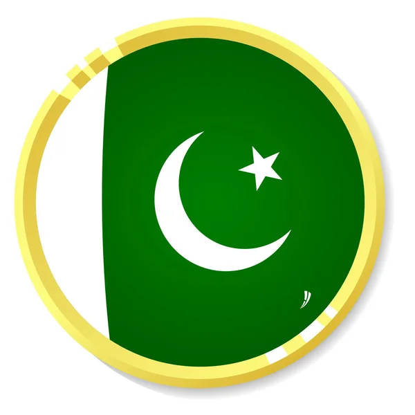 Tombol vektor dengan bendera Pakistan - Stok Vektor