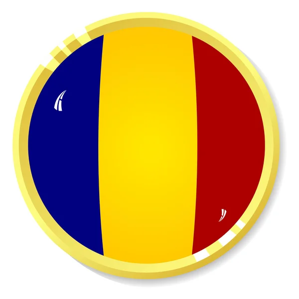 Vector knop met vlag Roemenië — Stockvector