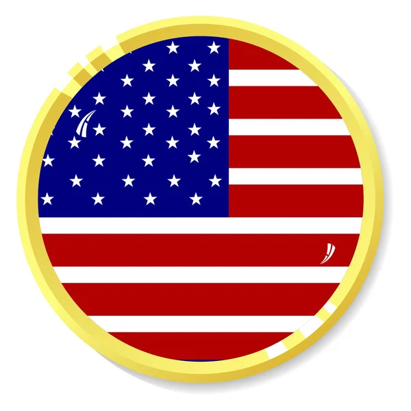 Botón de vector con bandera Estados Unidos — Archivo Imágenes Vectoriales