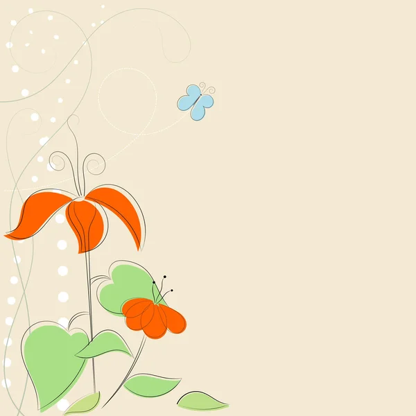 定型化された花と蝶の背景。eps10 — ストックベクタ