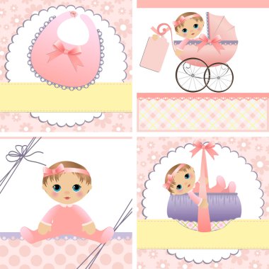 Cute templates for baby card clipart