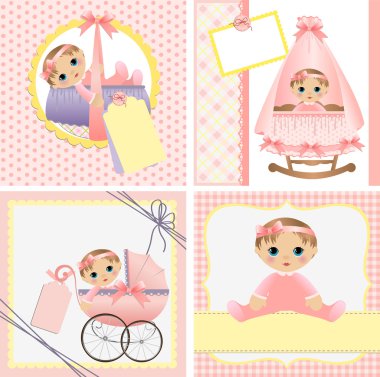 Cute templates for baby card clipart