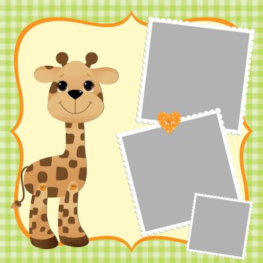 Cute teplate for postcard with giraffe clipart