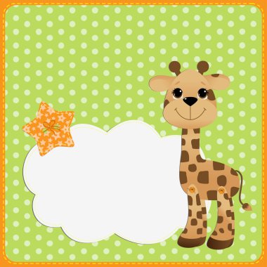 Cute teplate for postcard with giraffe clipart