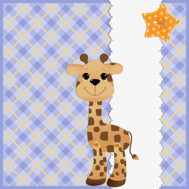 Cute teplate for postcard with giraffe clipart